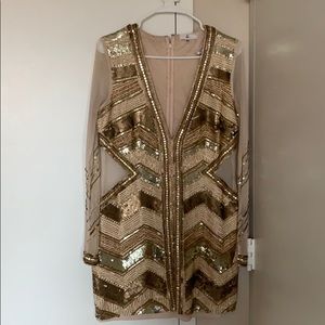 Missguided sequin mini dress with mesh cutout